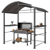 Kerti grill pavilon 240x150x230 cm grillpavilon polikarbonát tetővel BBQ pavilon polcokkal
