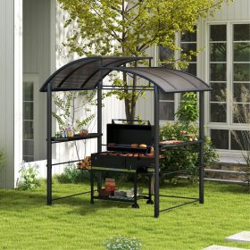   Kerti grill pavilon 240x150x230 cm grillpavilon polikarbonát tetővel BBQ pavilon polcokkal