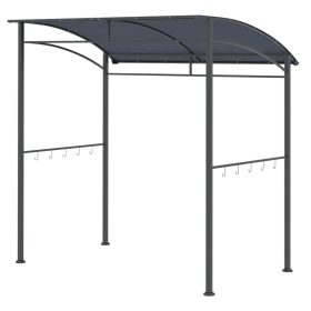   Kerti grillpavilon tetővel 215x150x174/220 cm praktikus grill árnyékoló pavilon acélváz szürke