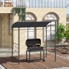 Kerti grillpavilon tetővel 215x150x174/220 cm praktikus grill árnyékoló pavilon acélváz szürke