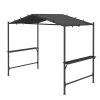 Kerti grillpavilon 277x149x230 cm sötétszürke grill sátor tetővel grill pavilon oldalsó polcokkal