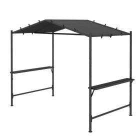   Kerti grillpavilon 277x149x230 cm sötétszürke grill sátor tetővel grill pavilon oldalsó polcokkal