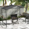 Kerti grillpavilon 277x149x230 cm sötétszürke grill sátor tetővel grill pavilon oldalsó polcokkal
