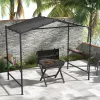 Kerti grillpavilon 277x149x230 cm sötétszürke grill sátor tetővel grill pavilon oldalsó polcokkal