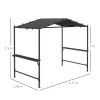 Kerti grillpavilon 277x149x230 cm sötétszürke grill sátor tetővel grill pavilon oldalsó polcokkal