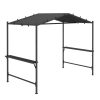 Kerti grillpavilon 277x149x230 cm sötétszürke grill sátor tetővel grill pavilon oldalsó polcokkal