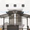 Kerti grillpavilon 250x160x250 cm kerti grillsátor dupla rétegű tetővel és oldalsó polcokkal, fekete