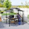 Kerti grillpavilon 250x160x250 cm kerti grillsátor dupla rétegű tetővel és oldalsó polcokkal, fekete