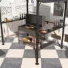 Kerti grillpavilon 250x160x250 cm kerti grillsátor dupla rétegű tetővel és oldalsó polcokkal, fekete