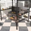 Kerti grillpavilon 250x160x250 cm kerti grillsátor dupla rétegű tetővel és oldalsó polcokkal, fekete