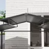 Kerti grillpavilon 250x160x250 cm kerti grillsátor dupla rétegű tetővel és oldalsó polcokkal, fekete