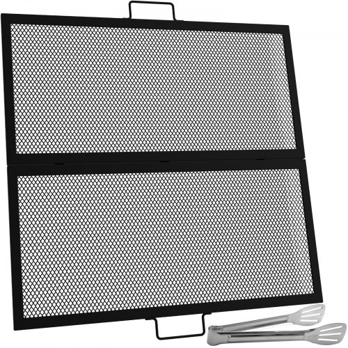 Összecsukható grillrács 91x91 cm fekete acél BBQ rács kültéri tűzhelyhez