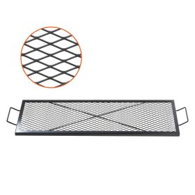   Tűzrakóra helyezhető téglalap alakú grillrács 1110x380 mm hordozható acél BBQ rács fogantyúval