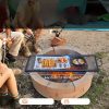 Tűzrakóra helyezhető téglalap alakú grillrács 1110x380 mm hordozható acél BBQ rács fogantyúval