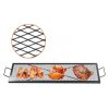 Tűzrakóra helyezhető téglalap alakú grillrács 1110x380 mm hordozható acél BBQ rács fogantyúval