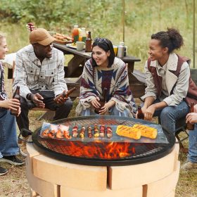   Tűzrakóhoz való kerek grillrács fogantyúval 76 cm átmérő acél tűztérrács