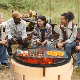   Tűzrakóhoz való kerek grillrács fogantyúval 76 cm átmérő acél tűztérrács