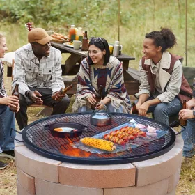   Tűzrakóra helyezhető grillrács 91 cm átmérő, hordozható acél grillező