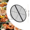 Összecsukható kör alakú grillrács tűzrakóhoz 91 cm átmérőjű, acél BBQ rács hordozható fogantyúval