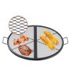 Összecsukható kör alakú grillrács tűzrakóhoz 91 cm átmérőjű, acél BBQ rács hordozható fogantyúval
