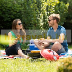   Grillsütő hordozható BBQ 27x36 cm faszenes grill piknikezéshez, kempingezéshez