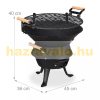 Grillsütő öntöttvas faszenes BBQ 35 cm átmérőjű hordozható grill