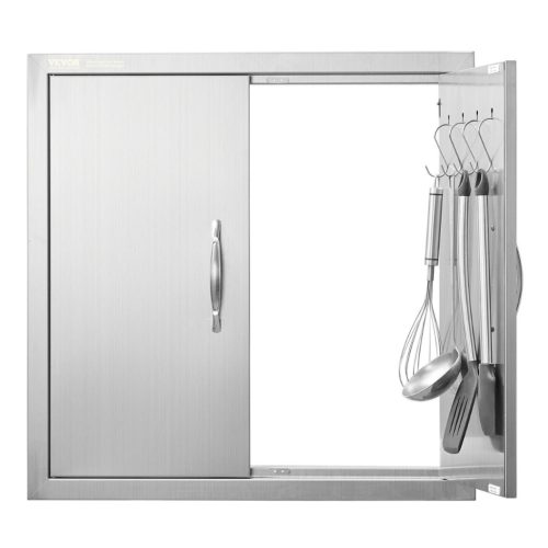 Rozsdamentes acél konyhaszekrény ajtó front 610 x 610 mm kétszárnyú kültéri konyhai ajtó beépíthető kivitelben