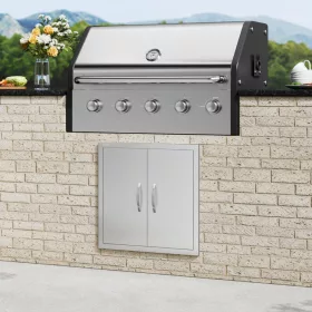   Rozsdamentes acél konyhaszekrény ajtó front 610 x 610 mm kétszárnyú kültéri konyhai ajtó beépíthető kivitelben