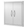 Rozsdamentes acél konyhaszekrény ajtó front 610 x 610 mm kétszárnyú kültéri konyhai ajtó beépíthető kivitelben