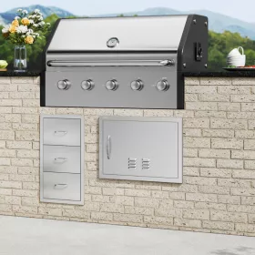   Rozsdamentes acél konyhaszekrény ajtó front 610x432 mm egyajtós kültéri ajtó szellőzőnyílással