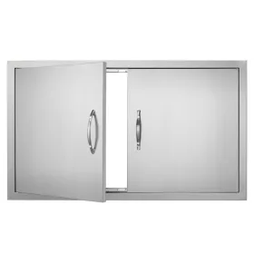   Rozsdamentes acél konyhaszekrény ajtó front 915 x 533 mm dupla kültéri ajtó beépíthető kivitelben konyhaszigethez
