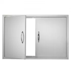   Dupla kültéri grillszekrény ajtó 889x610 mm, rozsdamentes acél, süllyesztett telepítés