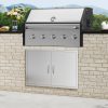 Dupla kültéri grillszekrény ajtó 889x610 mm, rozsdamentes acél, süllyesztett telepítés