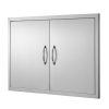 Dupla kültéri grillszekrény ajtó 889x610 mm, rozsdamentes acél, süllyesztett telepítés