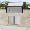 Grillajtó dupla szekrényajtó 710x482 mm rozsdamentes acél kültéri BBQ ajtó süllyesztett fogantyúkkal