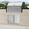 Kétszárnyú rozsdamentes acél grillajtó 774x532 mm beépíthető kültéri grillszekrény ajtó süllyesztett fogantyúkkal