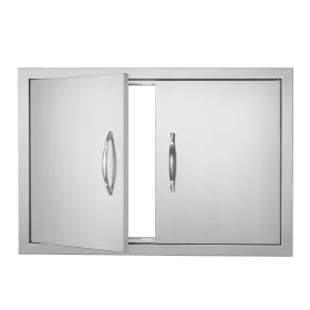   Duplaszárnyú kültéri grillajtó 711x482 mm beépíthető rozsdamentes acél ajtó konyhaszigethez