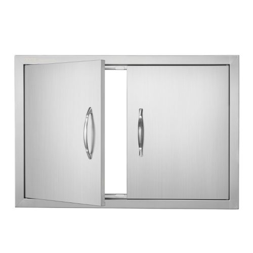 Duplaszárnyú kültéri grillajtó 711x482 mm beépíthető rozsdamentes acél ajtó konyhaszigethez