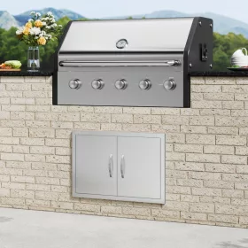   Duplaszárnyú kültéri grillajtó 711x482 mm beépíthető rozsdamentes acél ajtó konyhaszigethez