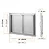 Duplaszárnyú kültéri grillajtó 711x482 mm beépíthető rozsdamentes acél ajtó konyhaszigethez