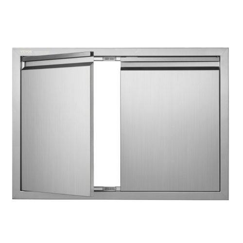 Kétszárnyú kültéri grillajtó 762x532 mm rozsdamentes acél beépíthető ajtó konyhaszigethez