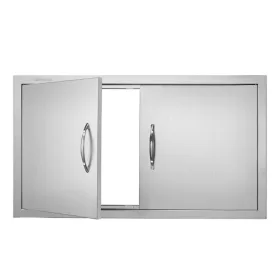   Rozsdamentes acél konyhaszekrény ajtó front 863x482 mm dupla kültéri ajtó grillszigethez, szekrényhez