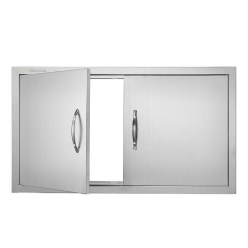 Rozsdamentes acél konyhaszekrény ajtó front 863x482 mm dupla kültéri ajtó grillszigethez, szekrényhez