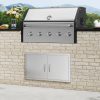 Rozsdamentes acél konyhaszekrény ajtó front 863x482 mm dupla kültéri ajtó grillszigethez, szekrényhez