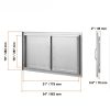 Rozsdamentes acél konyhaszekrény ajtó front 863x482 mm dupla kültéri ajtó grillszigethez, szekrényhez