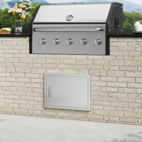   Rozsdamentes acél konyhaszekrény ajtó front 610x432 mm egyajtós kültéri ajtó grillszigethez