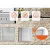 Rozsdamentes acél grillajtó 457x533 mm inox kültéri konyhaajtó süllyesztett grillállomáshoz, kültéri szekrényhez