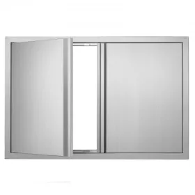   Grillajtó 914x610 mm dupla rozsdamentes acél szekrényajtó süllyesztett fogantyúval kültéri konyhához