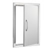 Inox kültéri konyha ajtófront egyszárnyú grillajtó 457x610 mm kültéri rozsdamentes BBQ ajtó állítható nyitásiránnyal