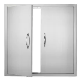   Rozsdamentes acél konyhaszekrény ajtó front 790x790 mm kétszárnyú, négyzetes kültéri ajtó grillszigethez